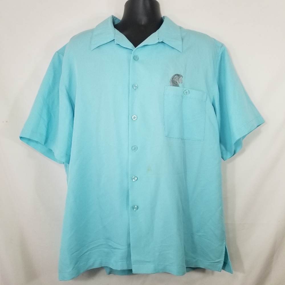 Mens Weekender LE Blue Three Parroteers Rum Hawaiian Button Down Shirt Size XL